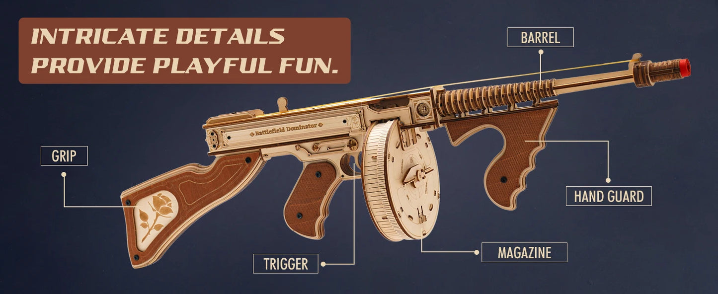 Wooden Puzzle Thompson Submachine Gun